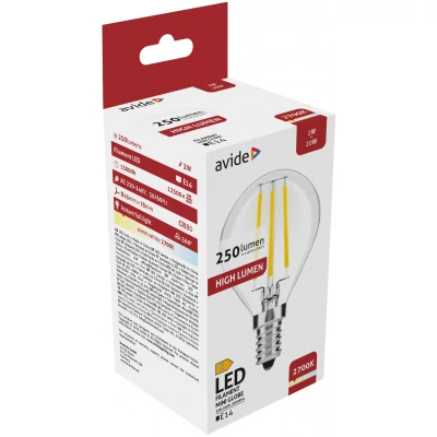 Avide LED Filament Mini Globe 2W E14 WW 2700K