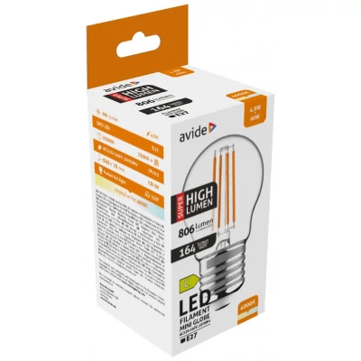 Avide LED Filament Mini Globe 4.9W E27 NW 4000K Super High Lumen