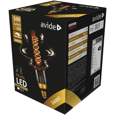 Avide LED Jumbo Filament Pearl 160x210mm Amber 8W E27 2400K Fényerőszabályzós