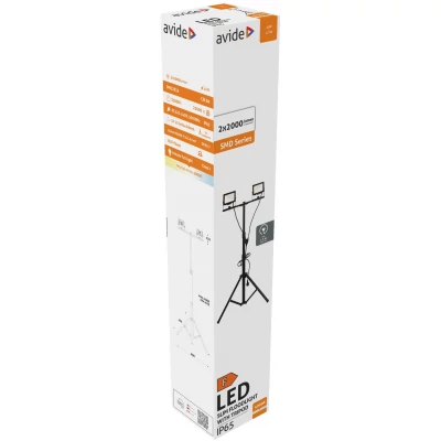 Avide LED Reflektor Slim SMD 2x20W NW 4000K 2 fej Tripoddal