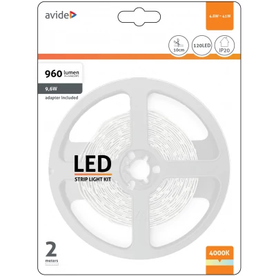 Avide LED Szalag Bliszter 12V 4.8W SMD2835 60LED 4000K IP20 2m