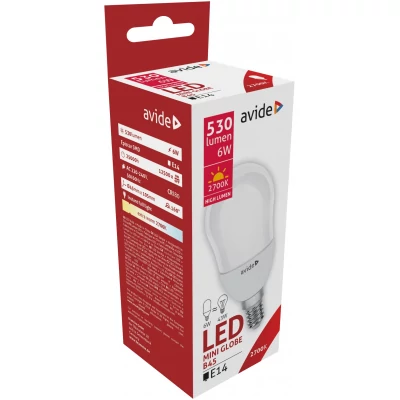 Avide LED Globe Mini B45 6W E14 EW 2700K