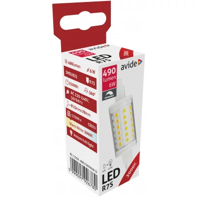 Avide LED 6W R7S 23x78mm WW 3000K Fényerőszabályzós