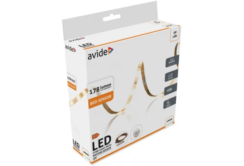 Avide LED Szalag Ágy Szenzor 5V USB 1.2m 3W 3000K Single