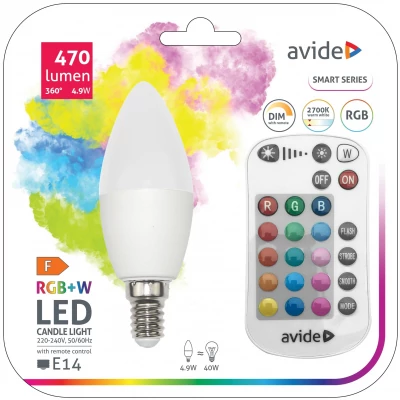 Avide Smart LED Candle 4.9W RGB+W 2700K IR Távirányítóval