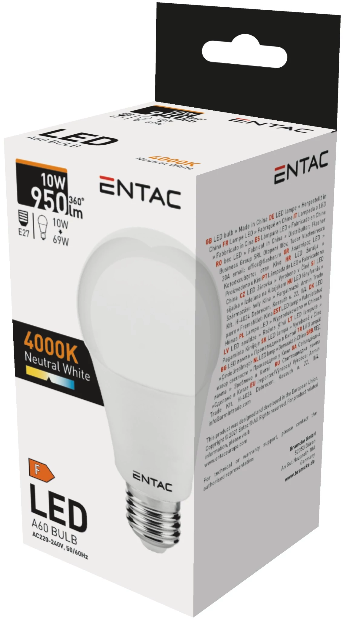 Entac LED Globe E27 10W NW 4000K