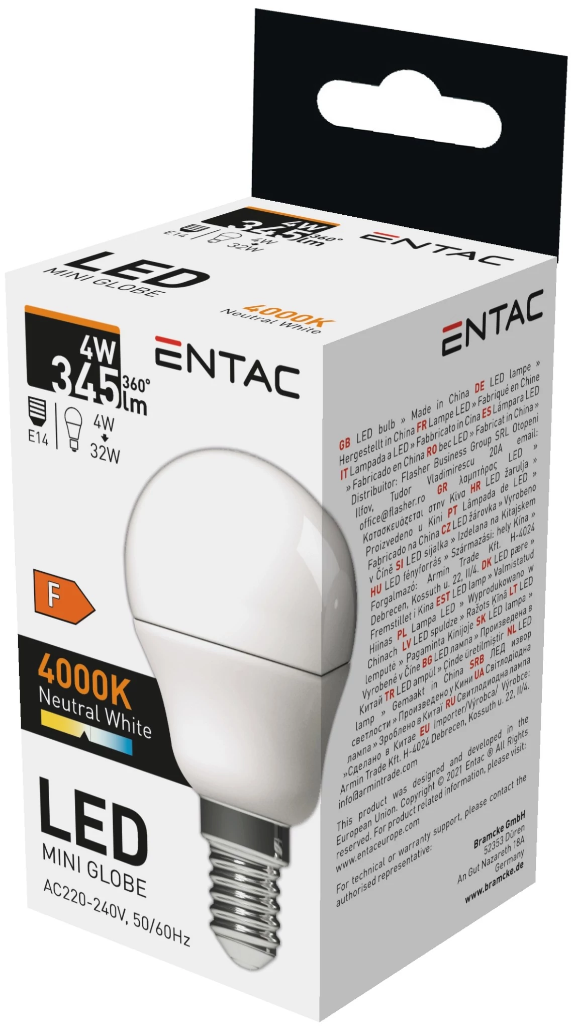 Entac LED Mini Globe E14 4W NW 4000K