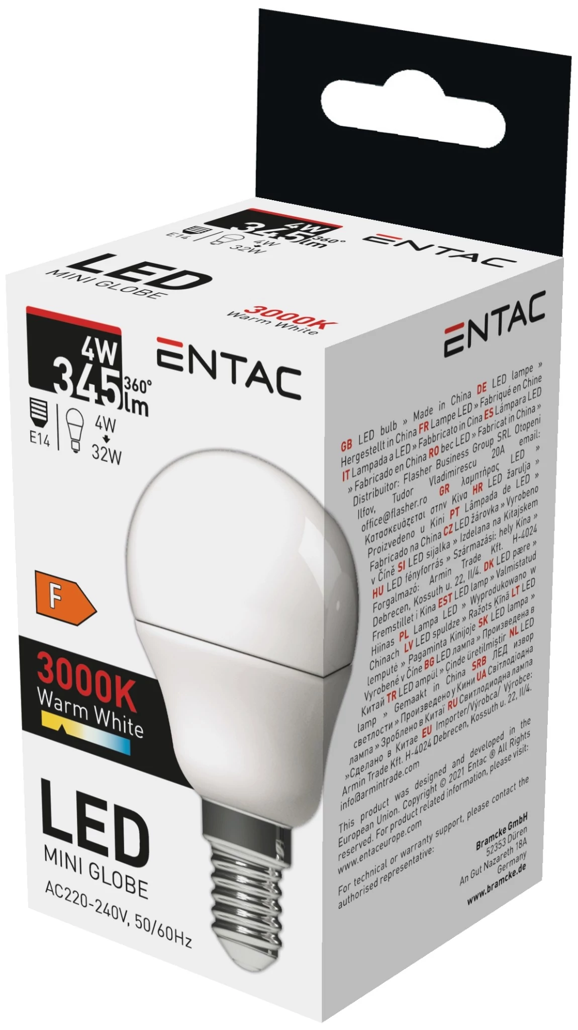 Entac LED Mini Globe E14 4W WW 3000K