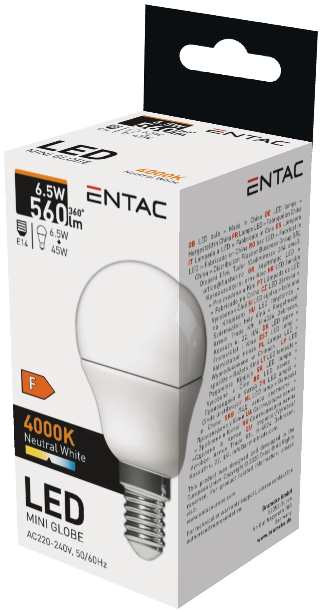 Entac LED Mini Globe E14 6,5W NW 4000K