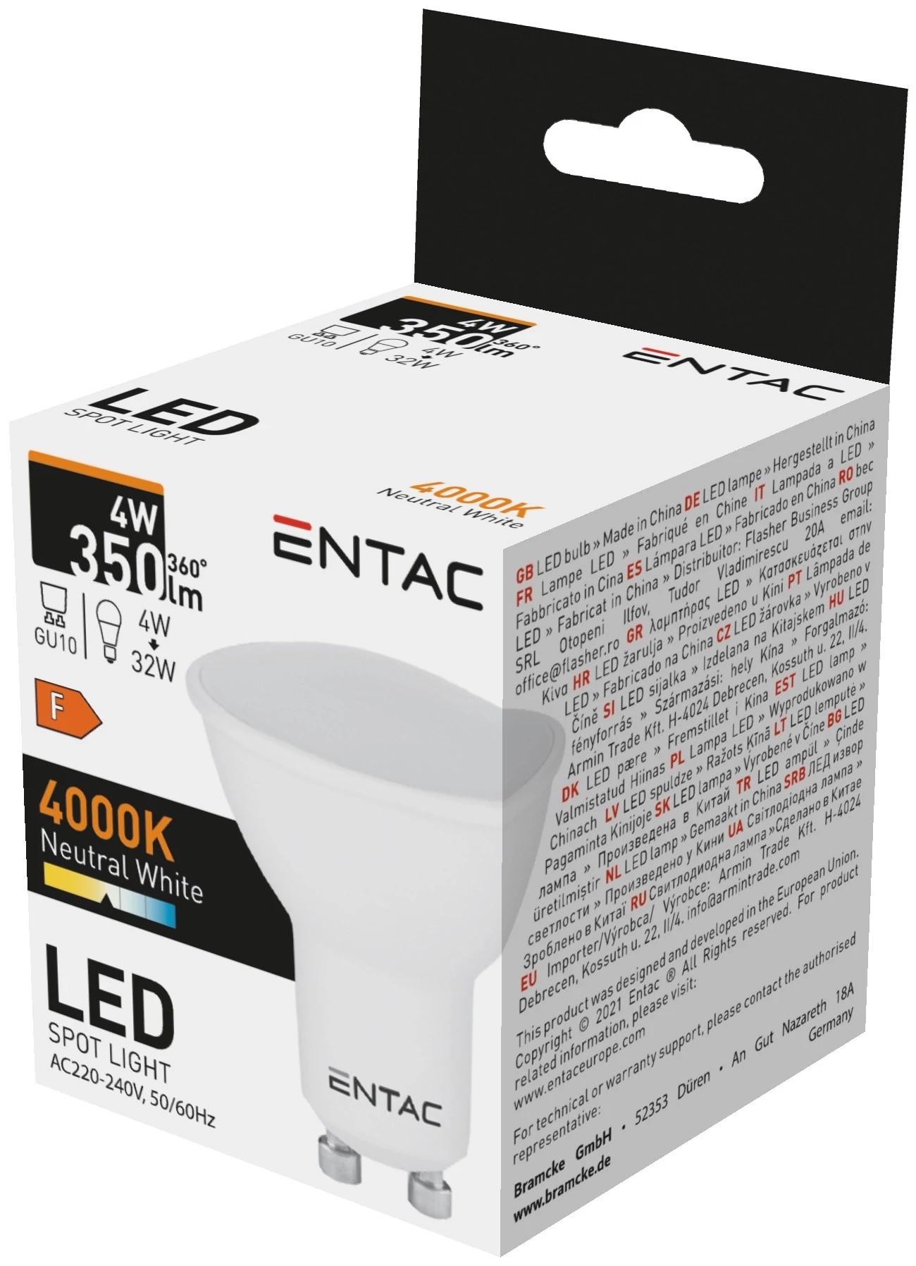 Entac LED Spot Wide Angle GU10 4W NW 4000K