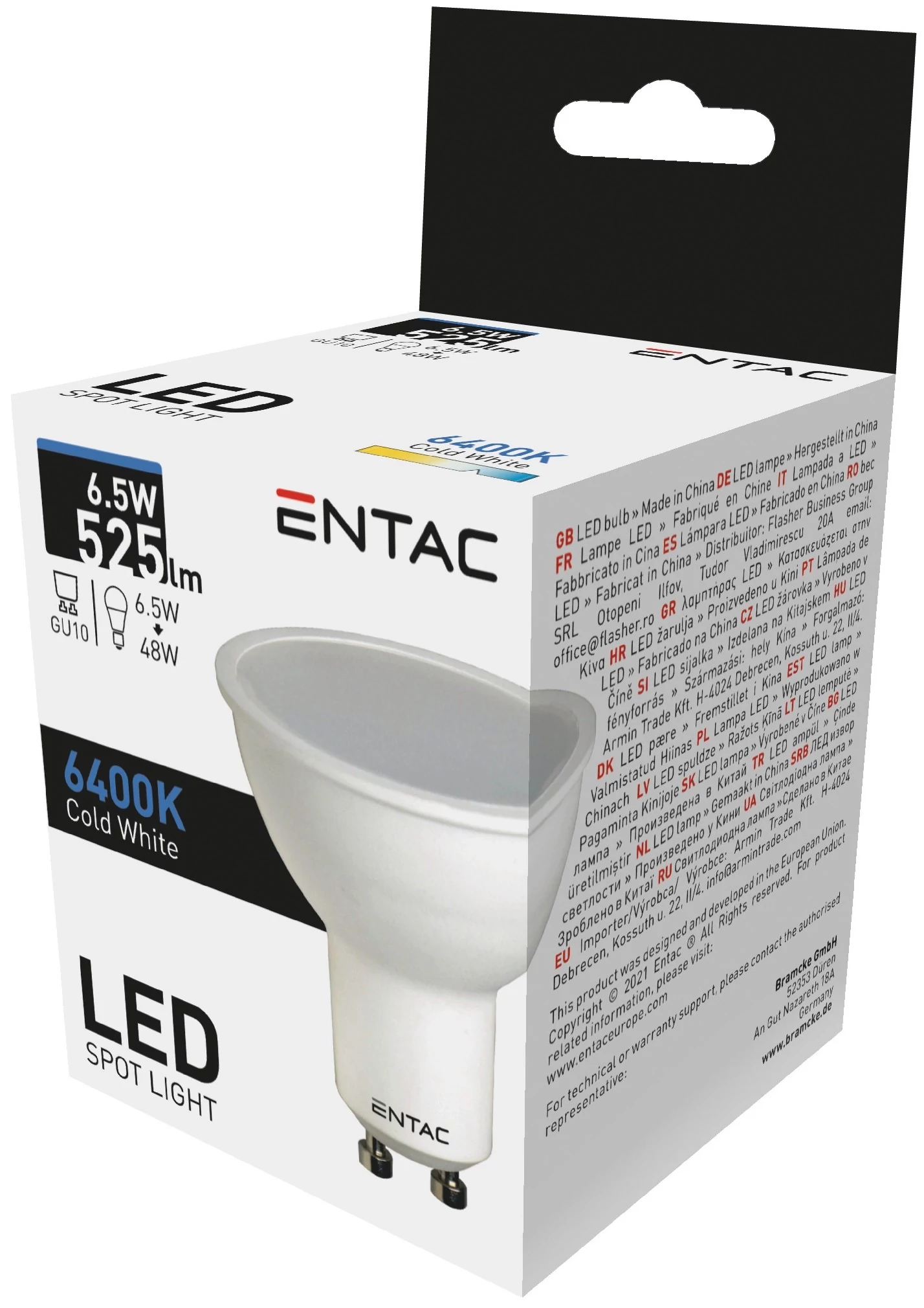 Entac LED Spot Wide Angle GU10 6,5W CW 6400K