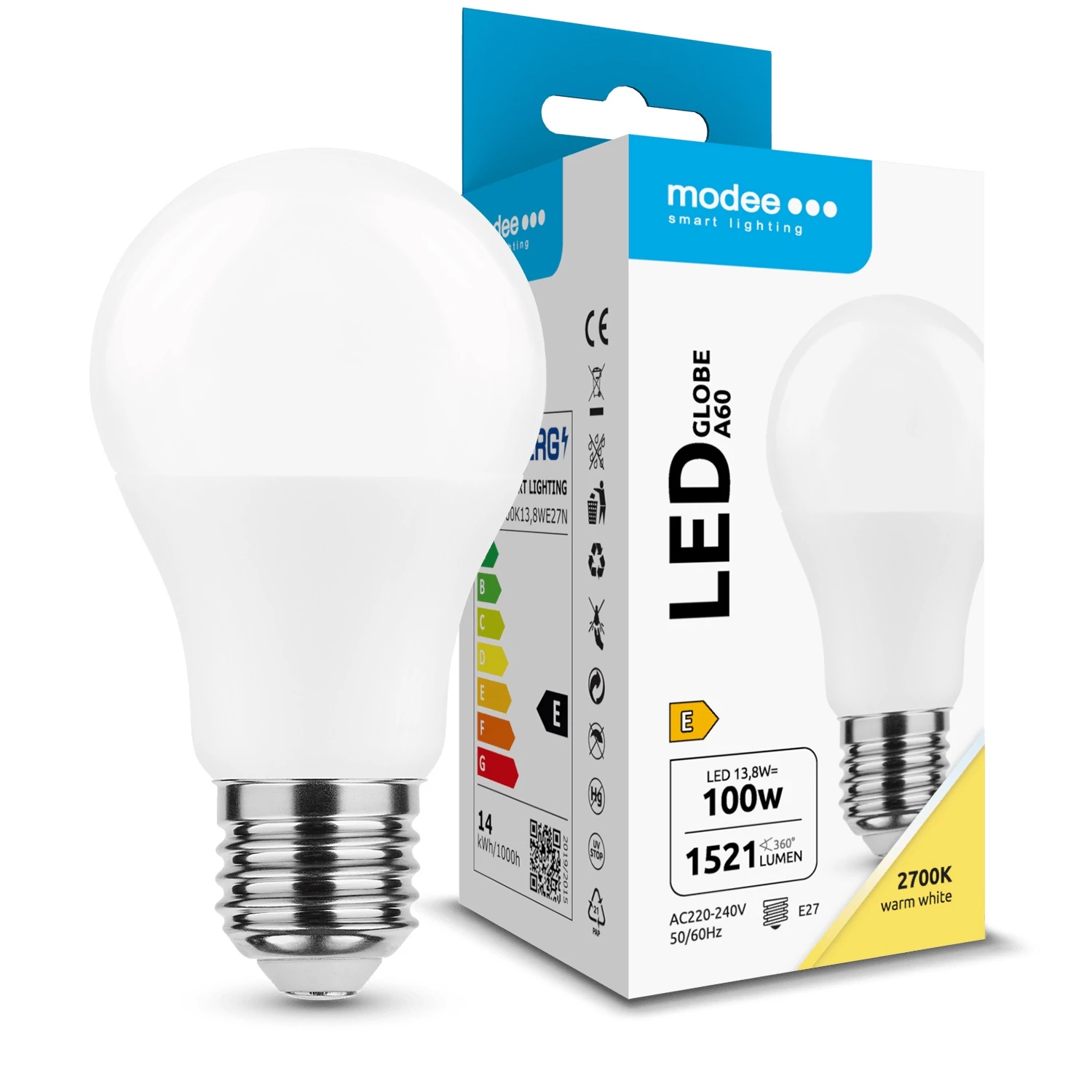 Modee Lighting LED Izzó Globe A60 13,8W E27 200° 2700K (1521 lumen) ERP