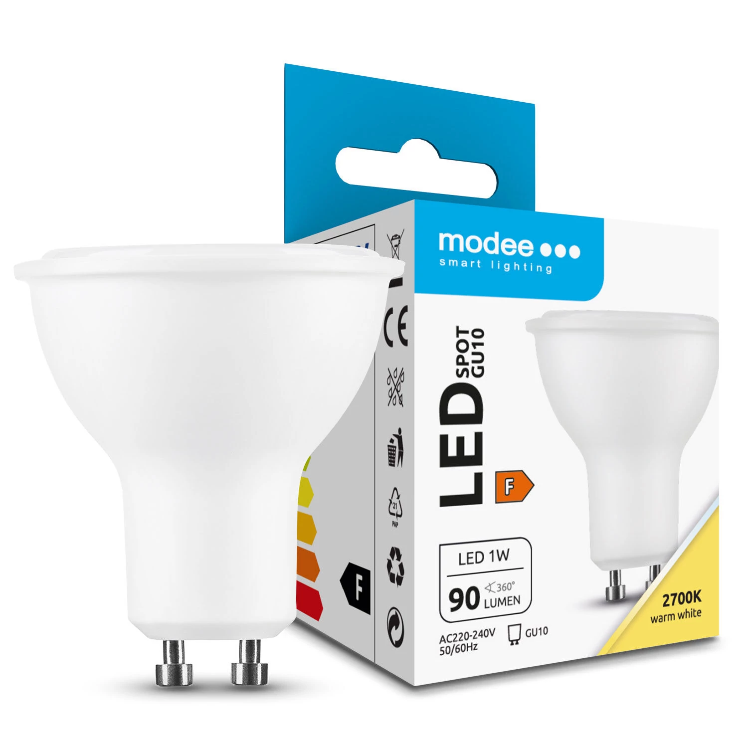 Modee Lighting LED Izzó Spot Alu-Plastic 1W GU10 110° 2700K (90 lumen) ERP