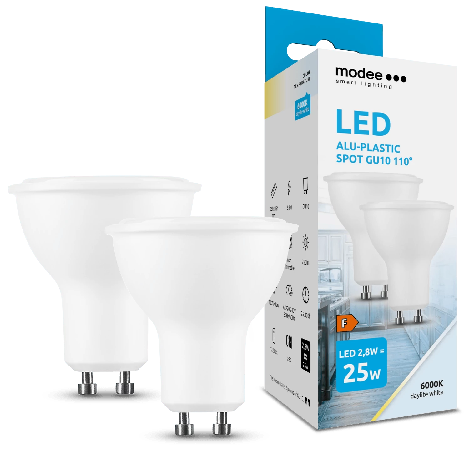 Modee Lighting LED Izzó Spot Alu-Plastic 3W GU10 110° 2700K (250 lumen) ERP