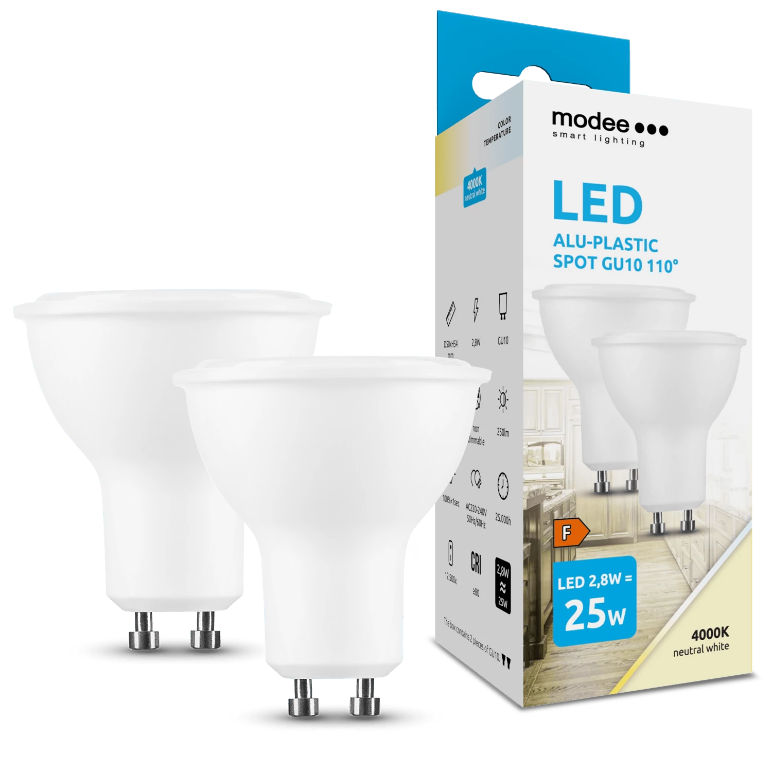 Modee Lighting LED Izzó Spot Alu-Plastic 2,8W GU10 110° 4000K (250 lumen) ERP B2