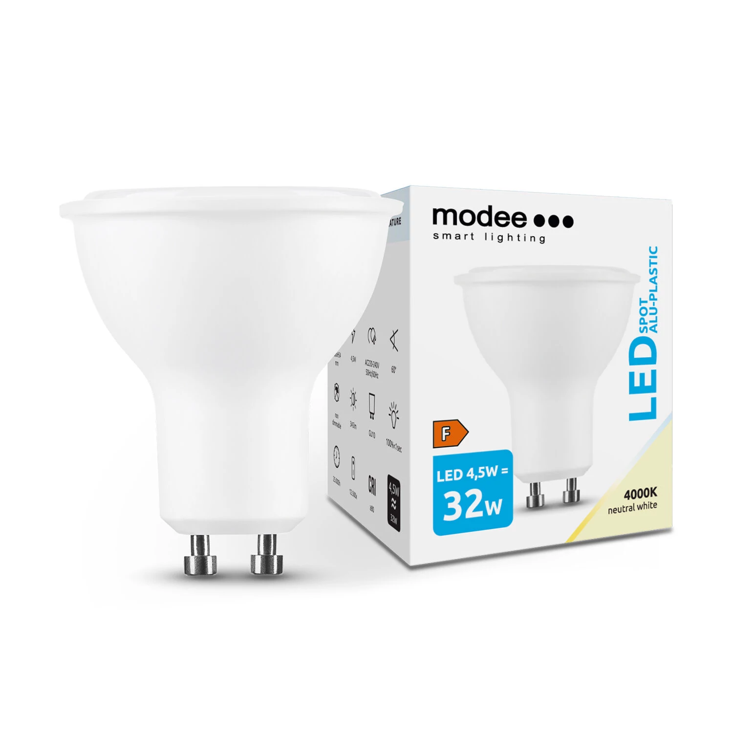 Modee Lighting LED Izzó Spot Alu-Plastic 4,5W GU10 60° 4000K (345 lumen) ERP