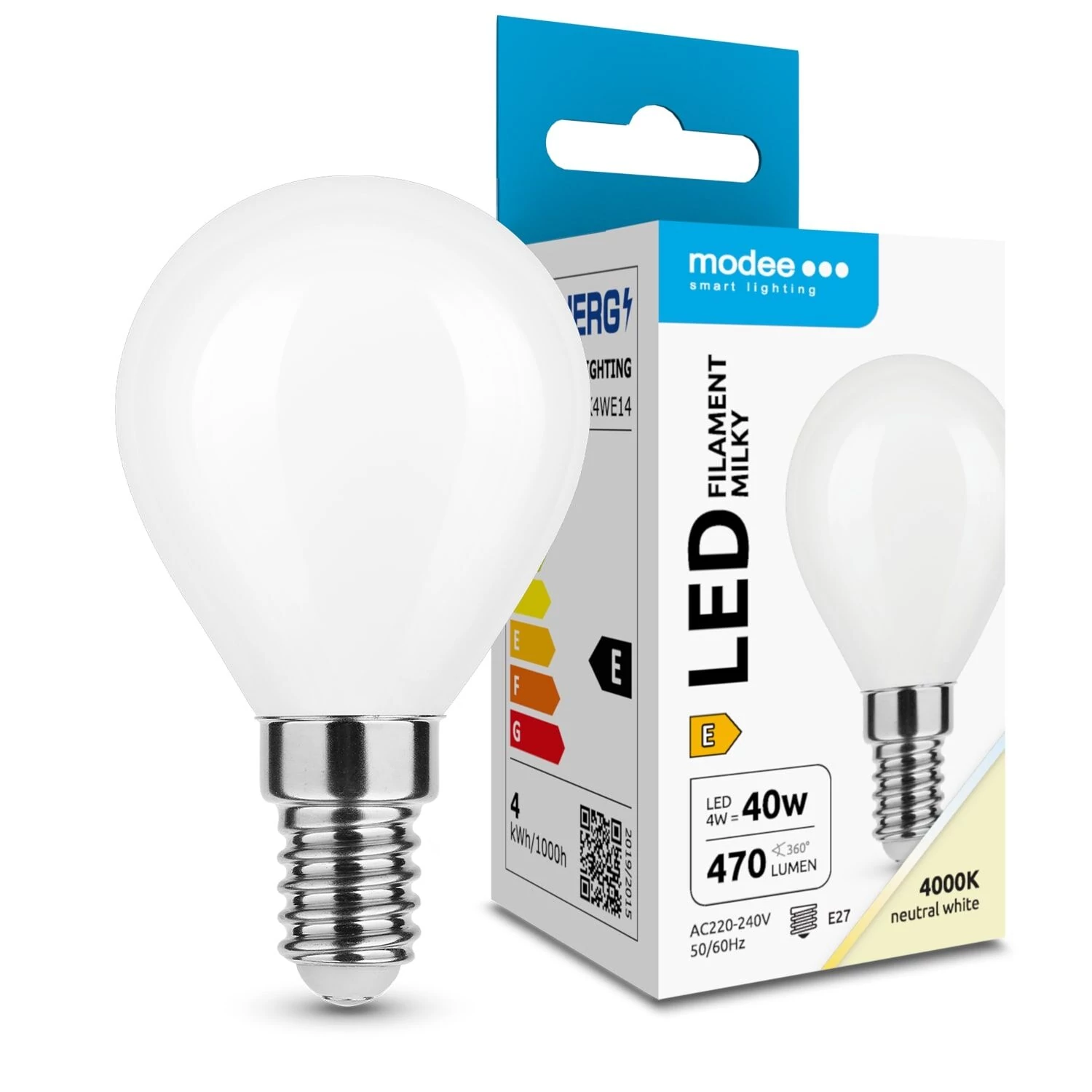 Modee LED Izzó Filament Milky G.Mini G45 4W E14 360° 4000K (470 lumen) ERP