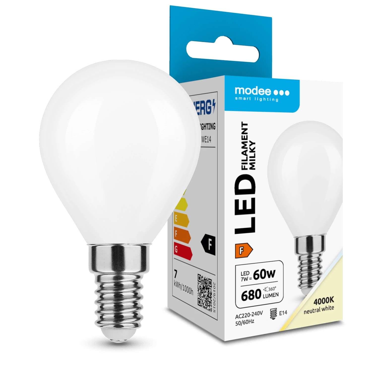 Modee LED Izzó Filament Milky G.Mini P45 7W E14 360° 4000K (680 lumen) ERP