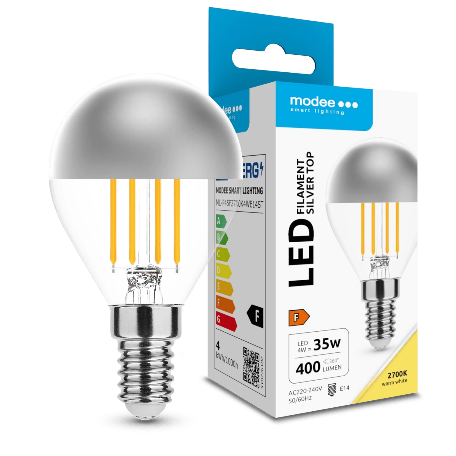 Modee Lighting LED Izzó Filament G.Mini P45 Silver Top 4W E14 320° 2700K (400lm)