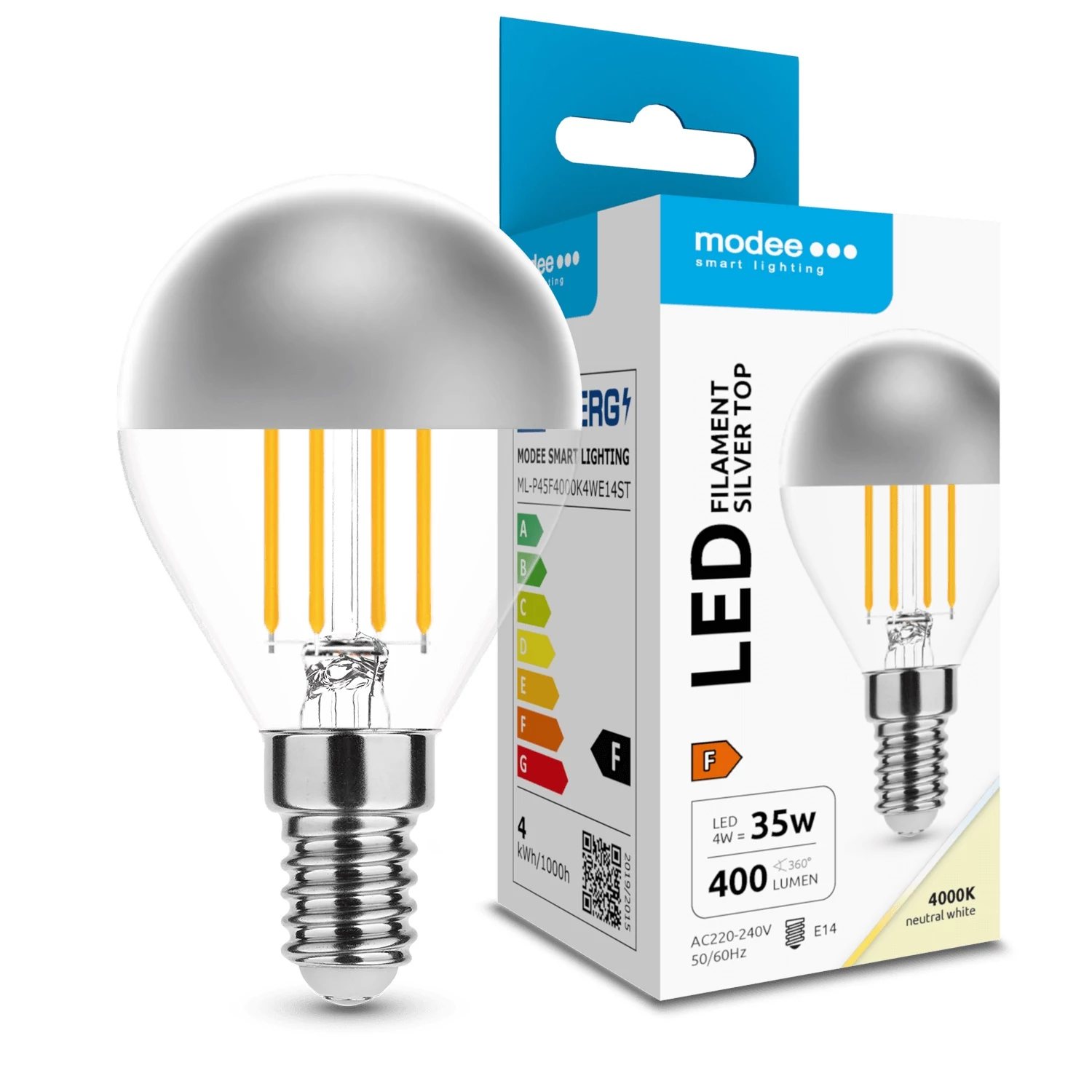 Modee Lighting LED Izzó Filament G.Mini P45 Silver Top 4W E14 320° 4000K (400lm)